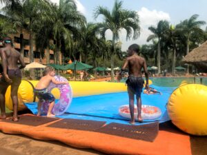 waterslide with kids